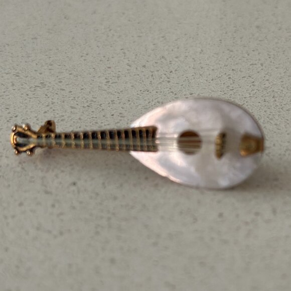 Miniature Mandolin Brooch Mother of Pearl - Picture 7 of 9